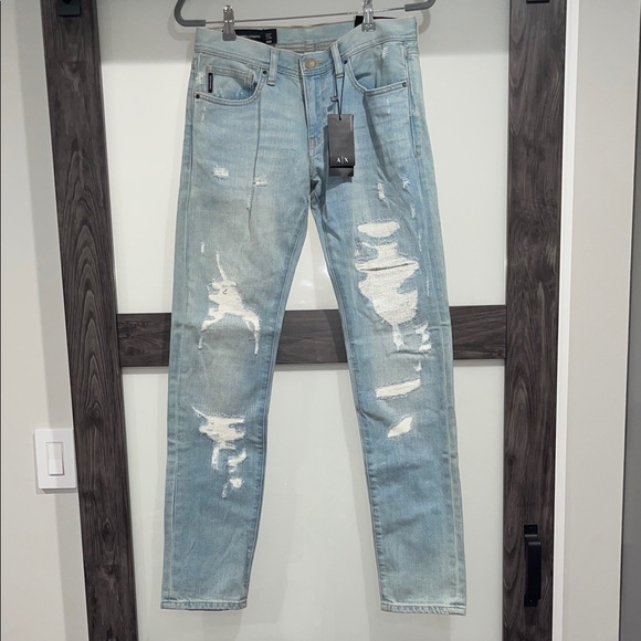 Armani Exchange Other - Armani Exchange Light Blue Distressed Slim 5 pocket Jeans NWT 30 x 33 30R